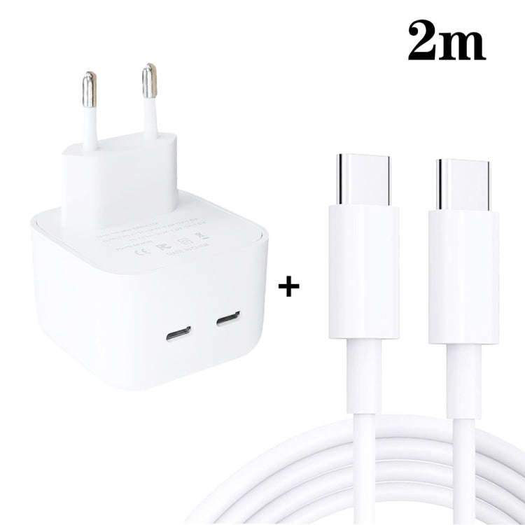 SDC-40W Dual PD USB-C / Type-C Ports Charger with 2m Type-C to Type-C Data Cable, EU Plug