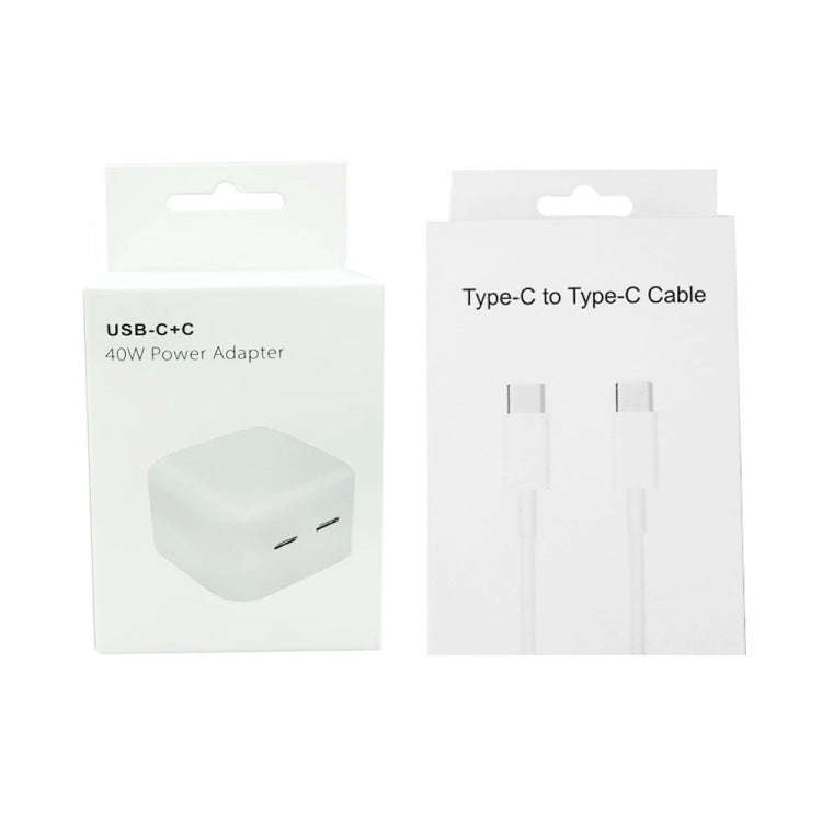 SDC-40W Dual PD USB-C / Type-C Ports Charger with 2m Type-C to Type-C Data Cable, EU Plug