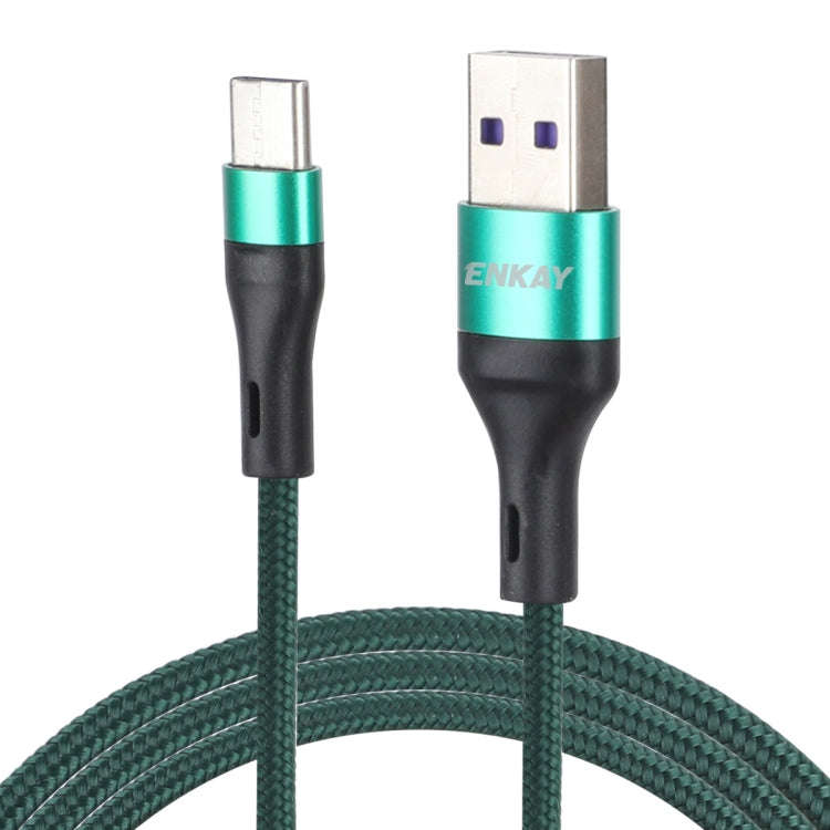 ENKAY ENK-CB119 1m USB 3.0 to USB-C / Type-C 5A Super Fast Charging Sync Data Cable(Green)