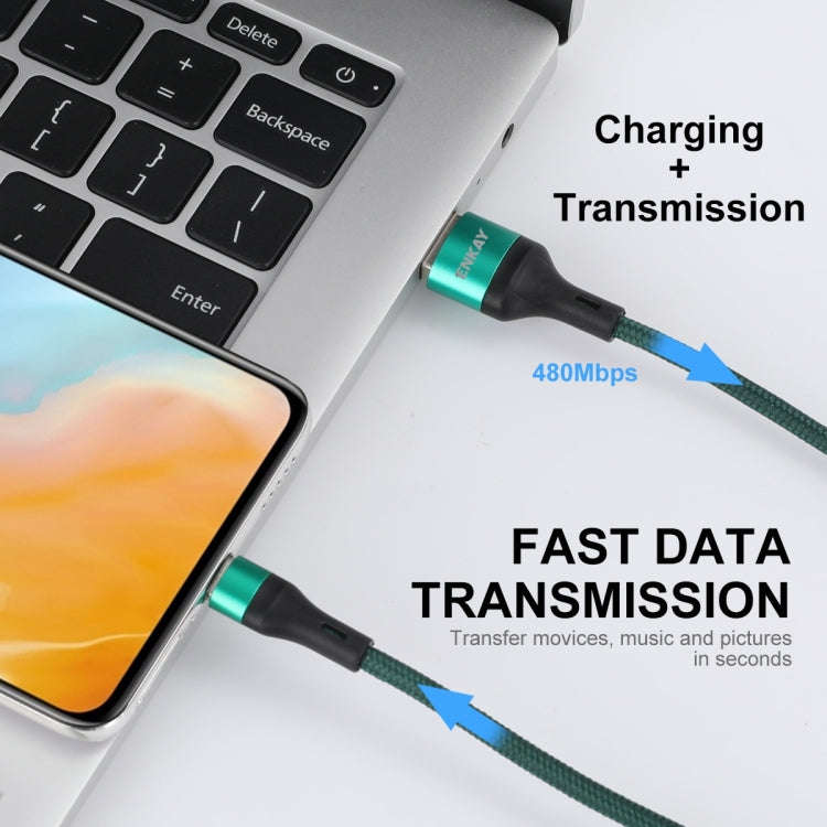 ENKAY ENK-CB119 1m USB 3.0 to USB-C / Type-C 5A Super Fast Charging Sync Data Cable(Green)