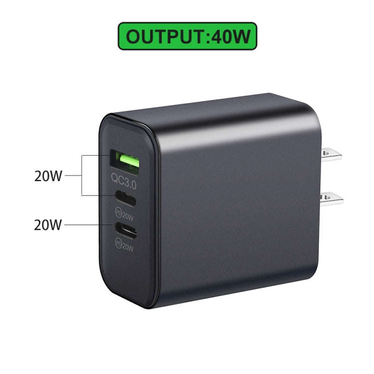 40W Dual PD + QC3.0 Ports Travel Charger for Mobile Phone Tablet(White US Plug)