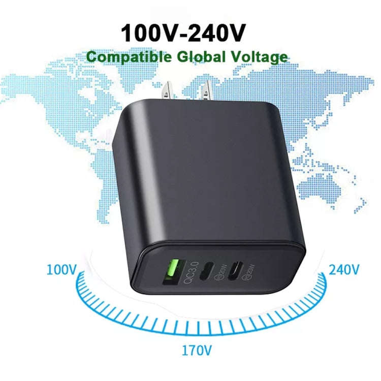 40W Dual PD + QC3.0 Ports Travel Charger for Mobile Phone Tablet(White US Plug)
