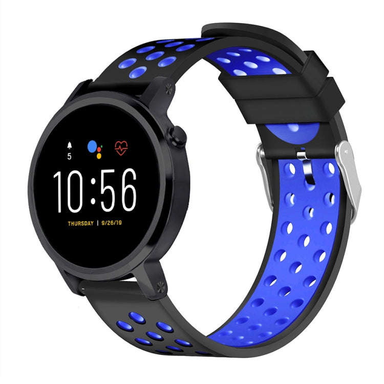 For Fossil Gen 5 Carlyle /Julianna /Garrett /Carlyle HR Dual Color Silicone Watch Band(Blue)