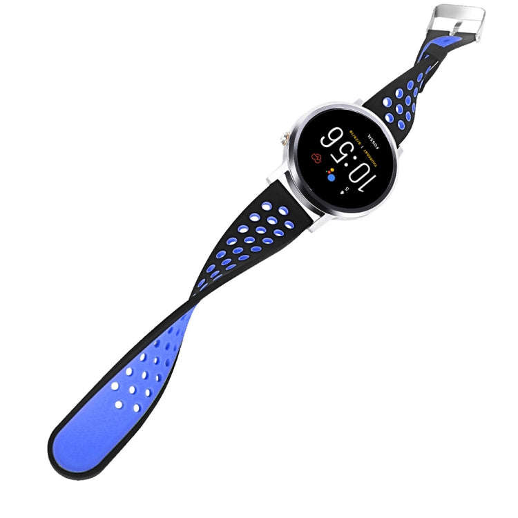 For Fossil Gen 5 Carlyle /Julianna /Garrett /Carlyle HR Dual Color Silicone Watch Band(Blue)