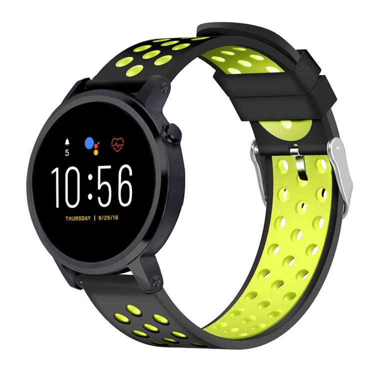 For Fossil Gen 5 Carlyle /Julianna /Garrett /Carlyle HR Dual Color Silicone Watch Band(Yellow)