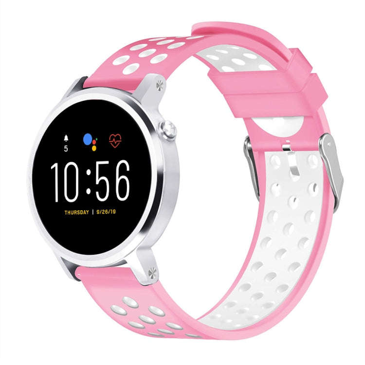 For Fossil Gen 5 Carlyle /Julianna /Garrett /Carlyle HR Dual Color Silicone Watch Band(Pink)