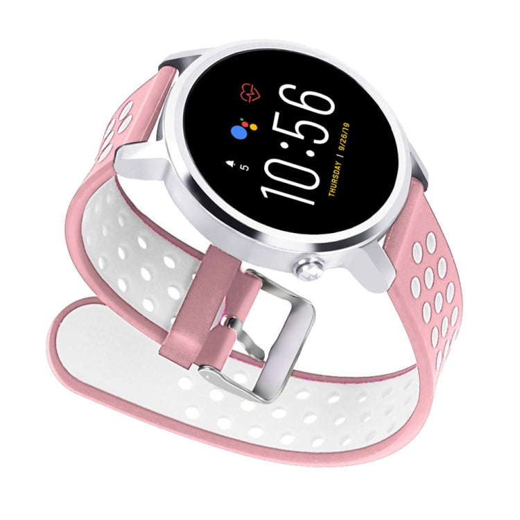 For Fossil Gen 5 Carlyle /Julianna /Garrett /Carlyle HR Dual Color Silicone Watch Band(Pink)
