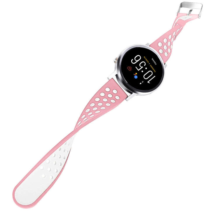 For Fossil Gen 5 Carlyle /Julianna /Garrett /Carlyle HR Dual Color Silicone Watch Band(Pink)