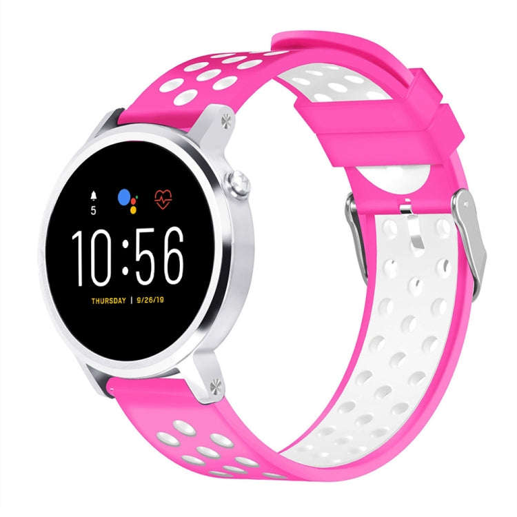 For Fossil Gen 5 Carlyle /Julianna /Garrett /Carlyle HR Dual Color Silicone Watch Band(Rose Red)