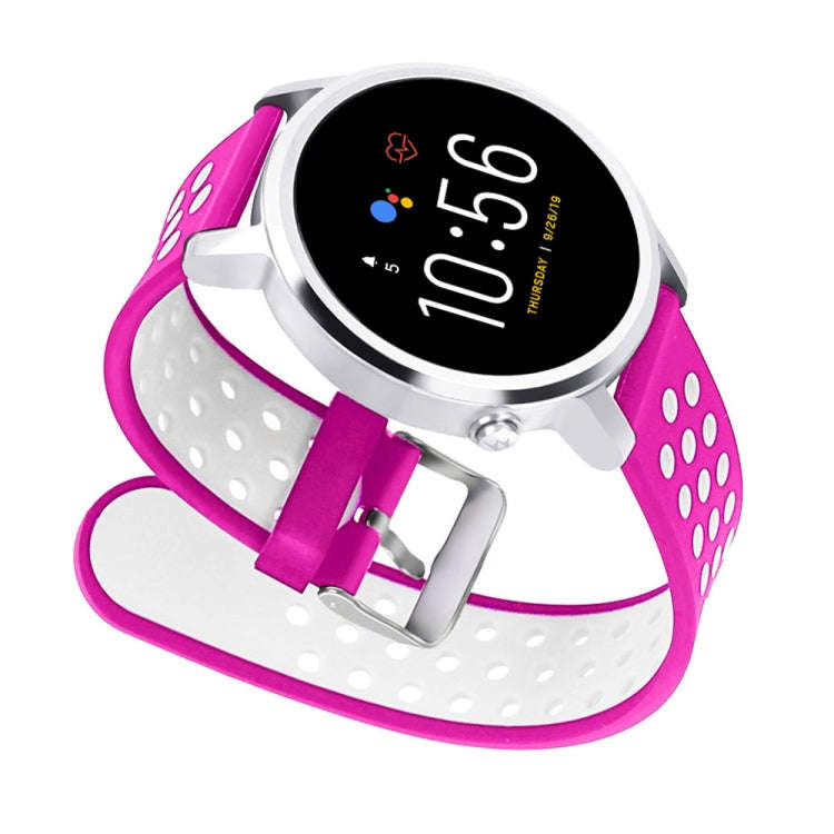 For Fossil Gen 5 Carlyle /Julianna /Garrett /Carlyle HR Dual Color Silicone Watch Band(Rose Red)