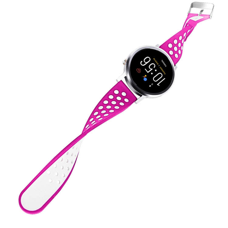 For Fossil Gen 5 Carlyle /Julianna /Garrett /Carlyle HR Dual Color Silicone Watch Band(Rose Red)