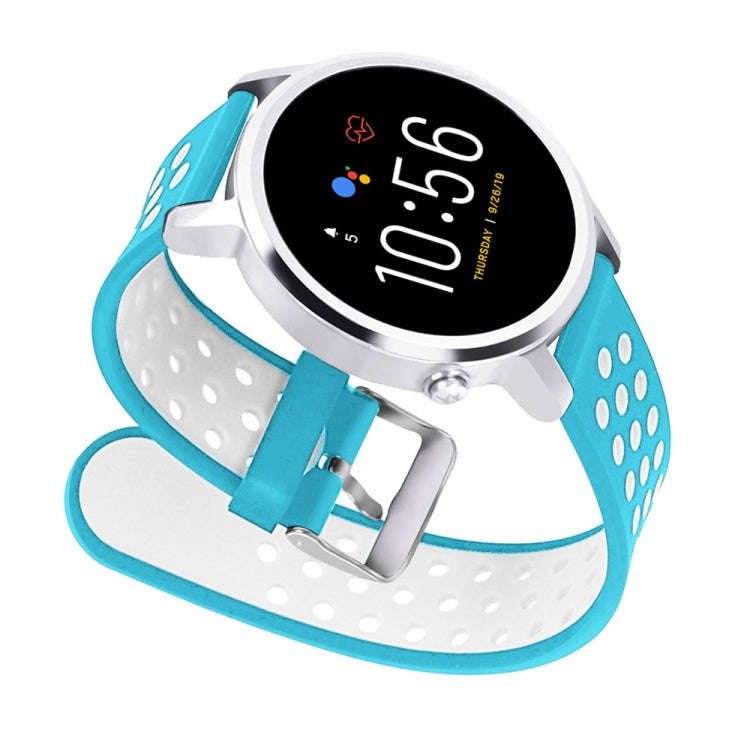 For Fossil Gen 5 Carlyle /Julianna /Garrett /Carlyle HR Dual Color Silicone Watch Band(Lake Blue)