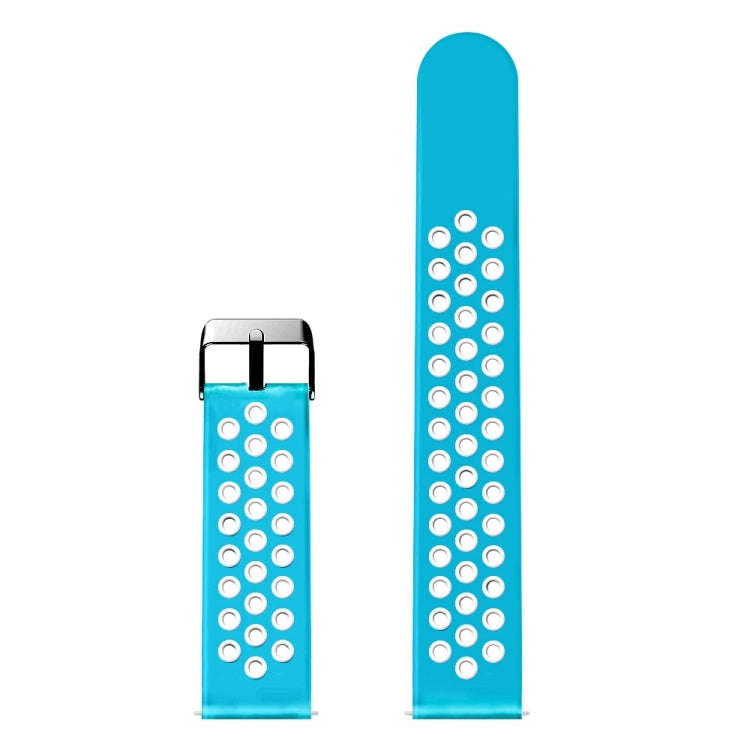 For Fossil Gen 5 Carlyle /Julianna /Garrett /Carlyle HR Dual Color Silicone Watch Band(Lake Blue)