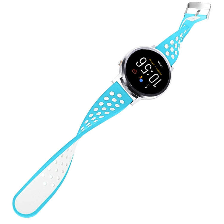 For Fossil Gen 5 Carlyle /Julianna /Garrett /Carlyle HR Dual Color Silicone Watch Band(Lake Blue)