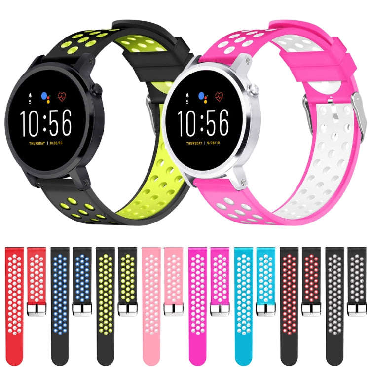 For Fossil Gen 5 Carlyle /Julianna /Garrett /Carlyle HR Dual Color Silicone Watch Band(Blue)