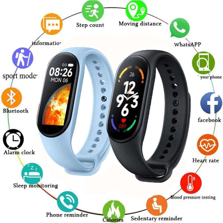 M7 0.96 inch Color Screen Smart Watch,Support Heart Rate Monitoring/Blood Pressure Monitoring(Pink)