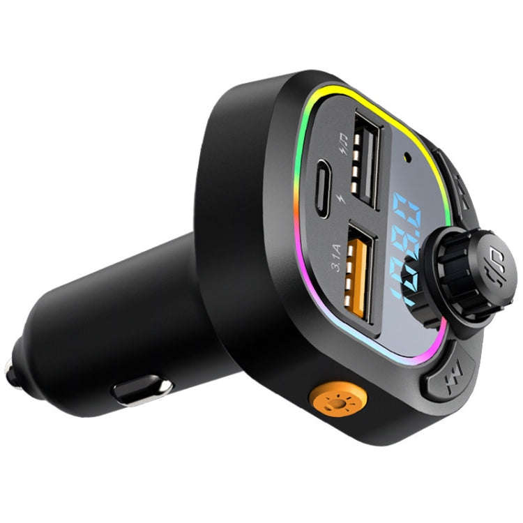 C28 Fast Charging Atmosphere Light Handsfree Car Kit Car Mp3 Player Stereo FM Transmitter