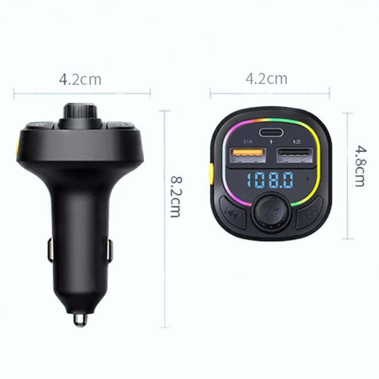 C28 Fast Charging Atmosphere Light Handsfree Car Kit Car Mp3 Player Stereo FM Transmitter