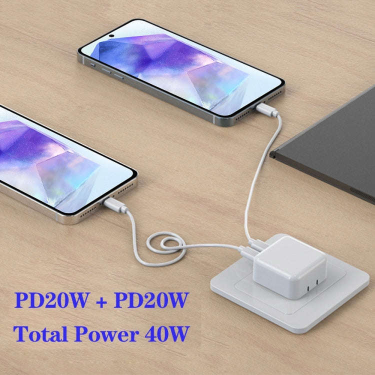 SDC-40W Dual PD USB-C / Type-C Ports Charger with 1m Dual Type-C Cable, AU Plug