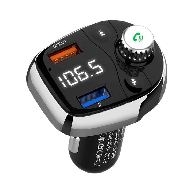 T62 Dual USB QC 3.0 Fast  Charger Bluetooth 5.0 Adapter MP3 Player Handsfree Car Kit FM Transmitter