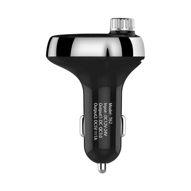 T62 Dual USB QC 3.0 Fast  Charger Bluetooth 5.0 Adapter MP3 Player Handsfree Car Kit FM Transmitter