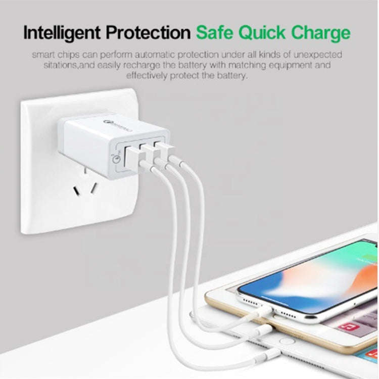 SDC-30W QC3.0 USB + 2 x USB2.0 Port Quick Charger with USB to Type-C Cable, AU Plug