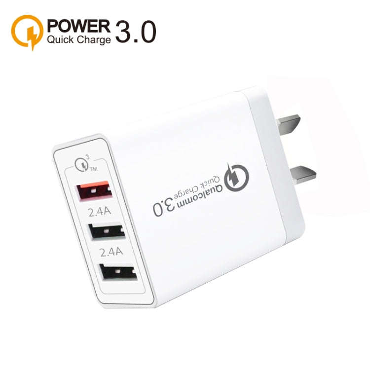 SDC-30W QC3.0 USB + 2 x USB2.0 Port Quick Charger with USB to Micro USB  Cable, AU Plug