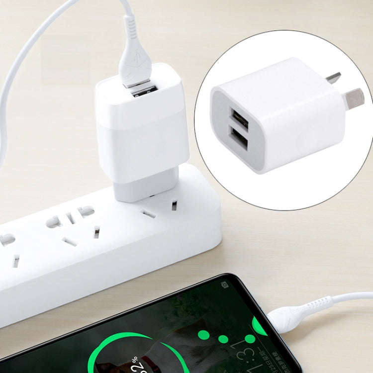 Mini Dual Port USB Charger with USB to Micro USB Data Cable, AU Plug