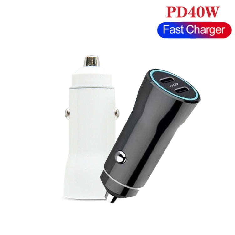 TE-P8 40W PD20W + PD20W Dual Port PD3.0 Car Charger with Type-c to Type-C Data Cable, Length: 1m(...