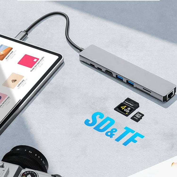 DS-20808 8 in 1 USB-C / Type-C Hub Multiport Adapter with 4K HDMI,USB 3.0 SD/TF Card Reader, USB ...