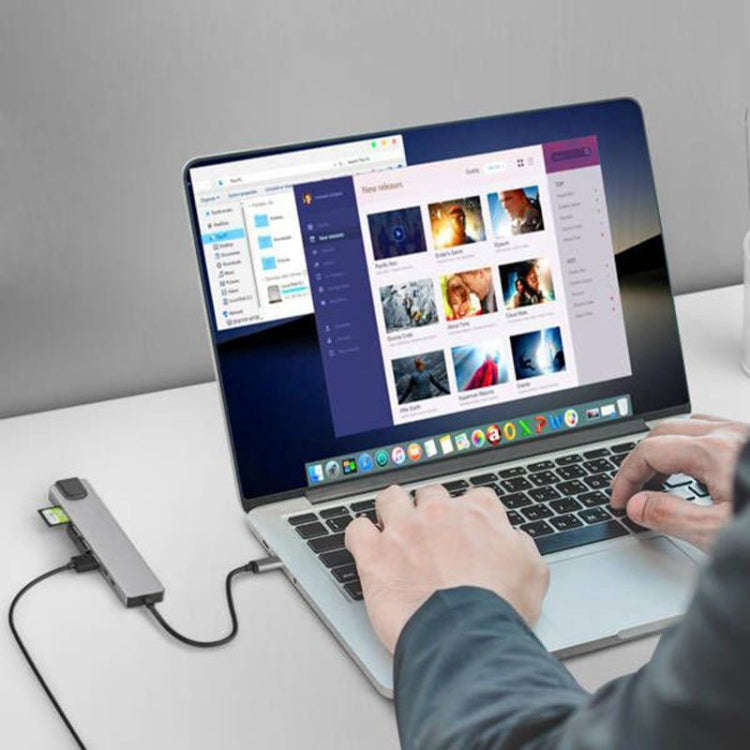 DS-20808 8 in 1 USB-C / Type-C Hub Multiport Adapter with 4K HDMI,USB 3.0 SD/TF Card Reader, USB ...