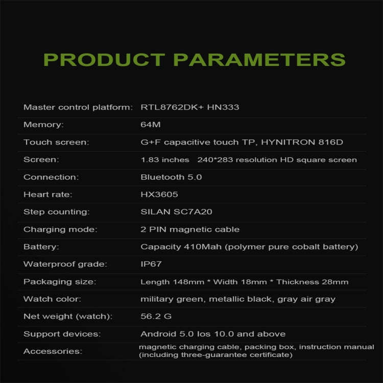 NX3 1.83 inch Color Screen Smart Watch,Support Heart Rate Monitoring/Blood Pressure Monitoring(Gr...