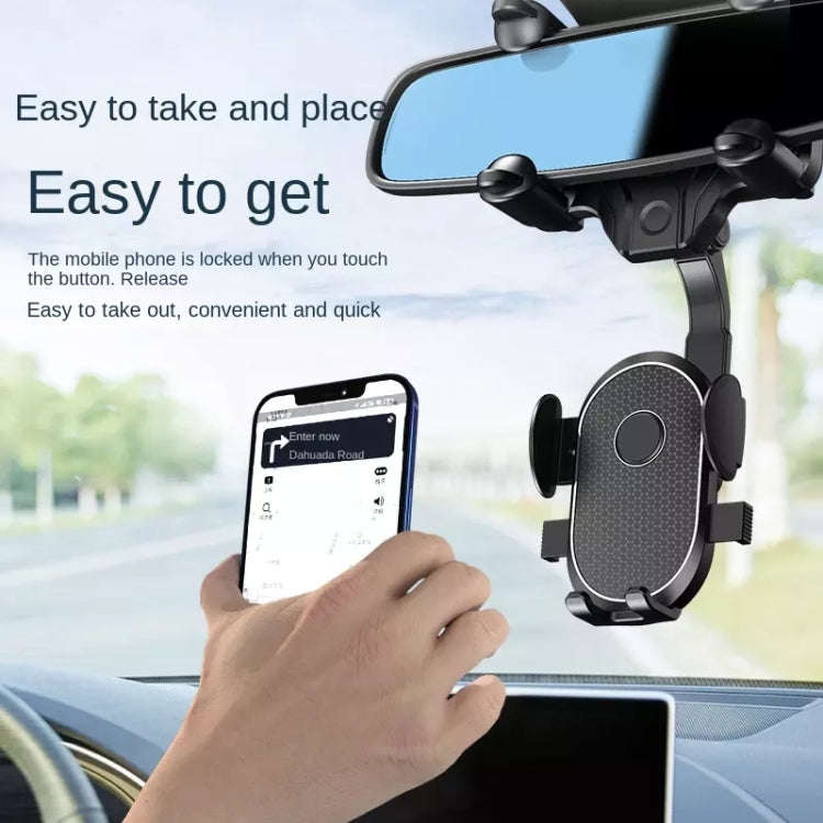R004 Rearview Mirror 360 Rotatable Retractable Car Phone Holder