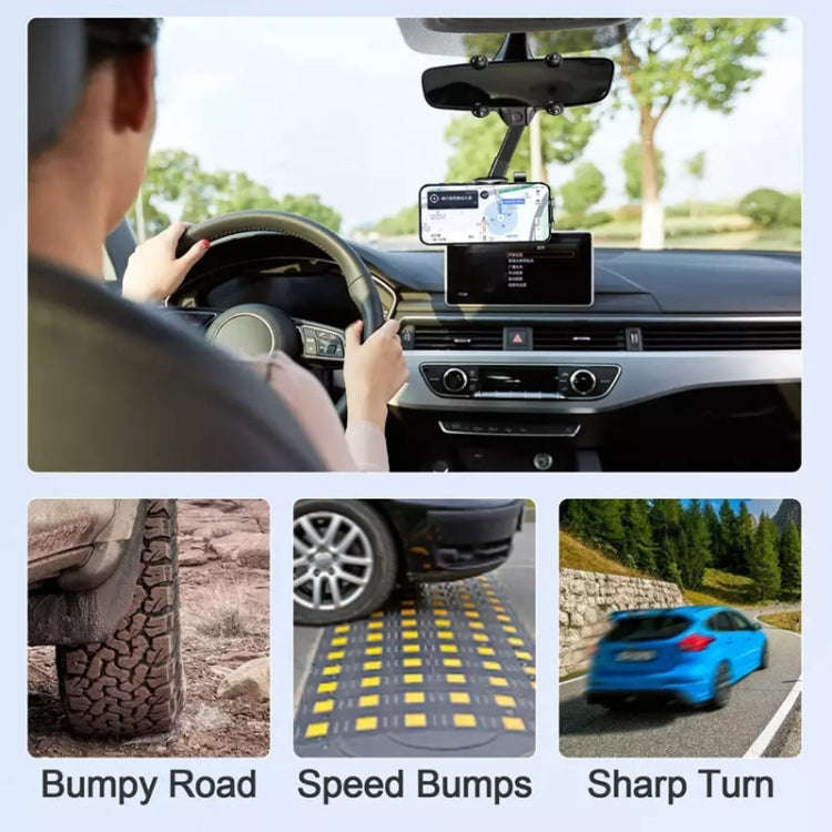 R004 Rearview Mirror 360 Rotatable Retractable Car Phone Holder