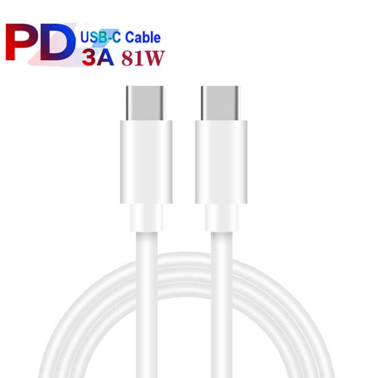 65W Dual PD Type-C + 3 x USB Multi Port Charger with 3A Type-C to Type-C Data Cable, US Plug(White)