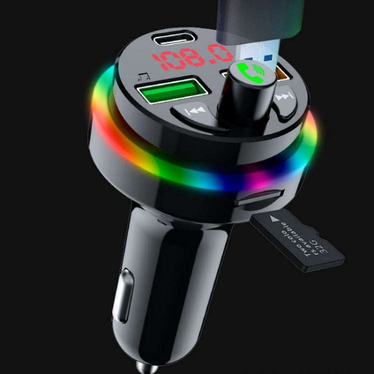 PDF17 Car Bluetooth 5.0 Charger FM Transmitter Type-C Dual USB MP3 Music Player