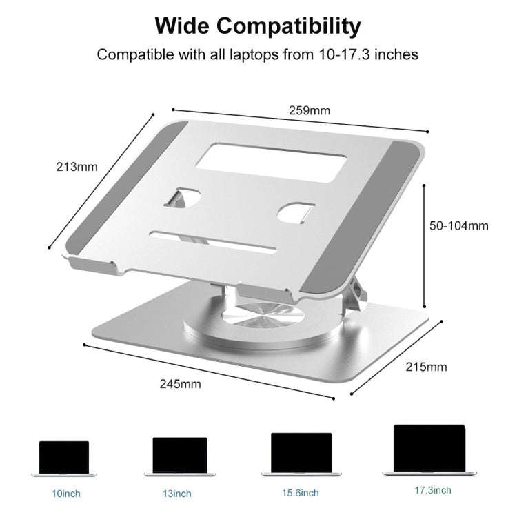 D088 Portable Aluminum 360 Degree Rotating Height Flexible Adjustable Notebook Laptop Stand