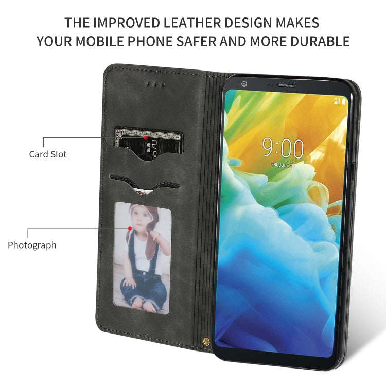 Retro Skin Feel Business Magnetic Horizontal Flip Leather Case for LG Stylo 5(Dark Gray)