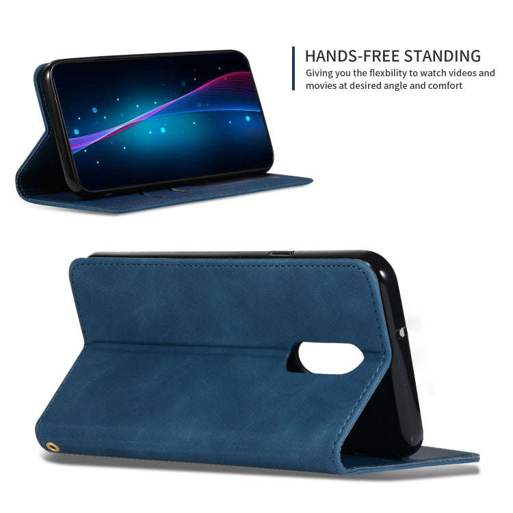Retro Skin Feel Business Magnetic Horizontal Flip Leather Case for LG Stylo 5(Navy Blue)