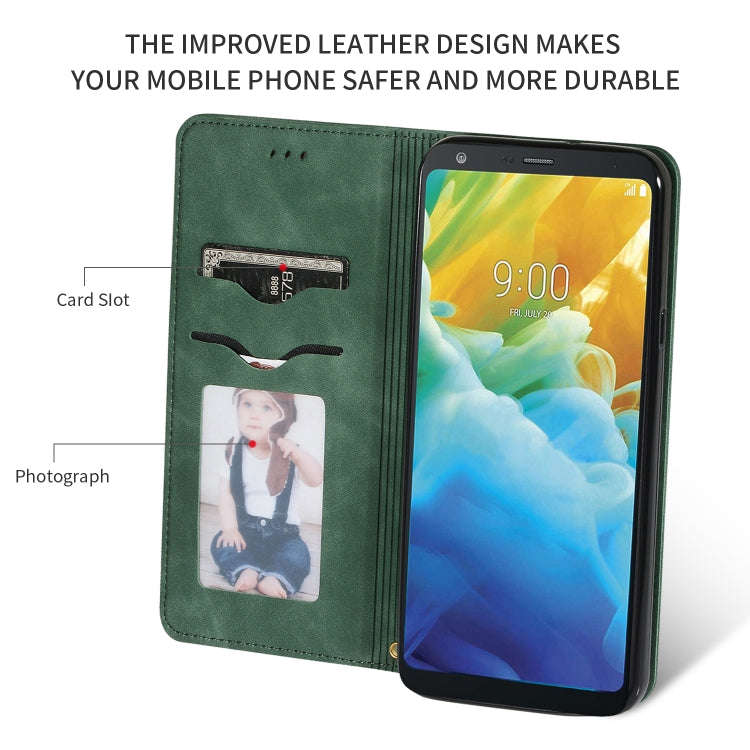 Retro Skin Feel Business Magnetic Horizontal Flip Leather Case for LG Stylo 5(Army Green)