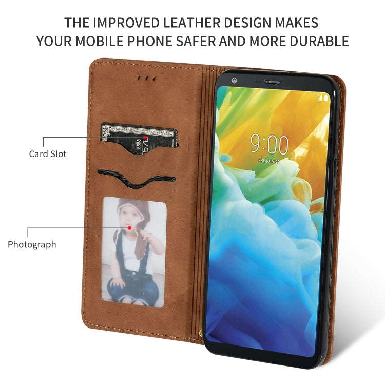 Retro Skin Feel Business Magnetic Horizontal Flip Leather Case for LG Stylo 5(Brown)
