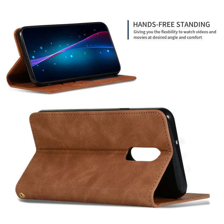 Retro Skin Feel Business Magnetic Horizontal Flip Leather Case for LG Stylo 5(Brown)