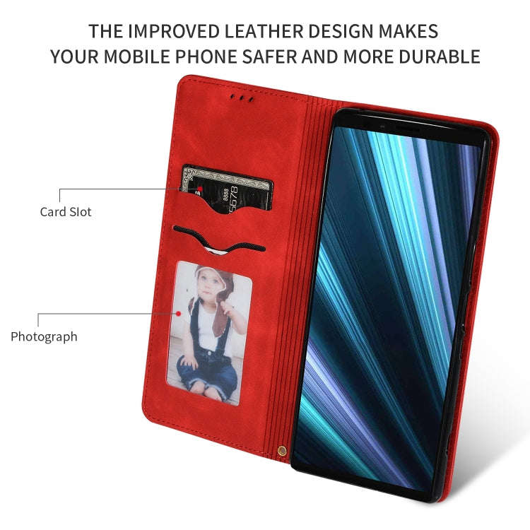 Retro Skin Feel Business Magnetic Horizontal Flip Leather Case for Sony Xperia 1 & Xperia XZ4(Red)