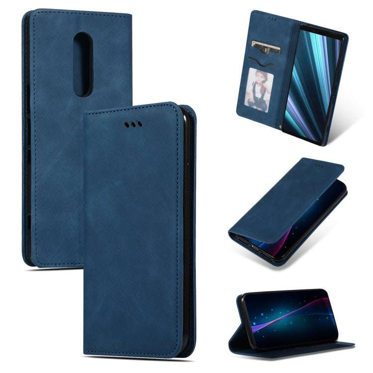 Retro Skin Feel Business Magnetic Horizontal Flip Leather Case for Sony Xperia 1 & Xperia XZ4(Nav...