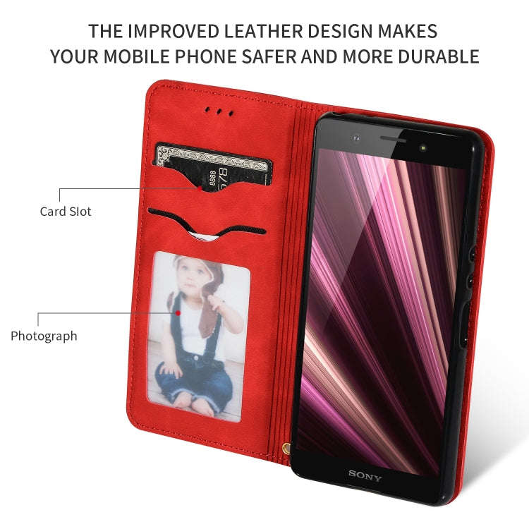 Retro Skin Feel Business Magnetic Horizontal Flip Leather Case for Sony Xperia XZ4 Compact(Red)