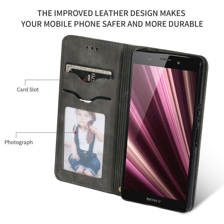 Retro Skin Feel Business Magnetic Horizontal Flip Leather Case for Sony Xperia XZ4 Compact(Dark G...