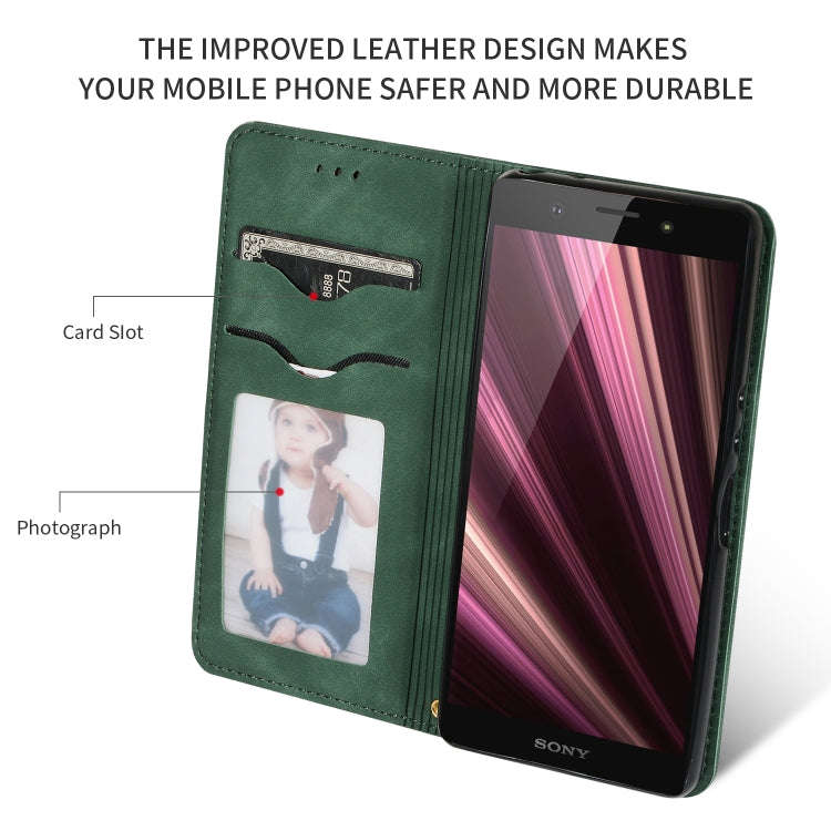 Retro Skin Feel Business Magnetic Horizontal Flip Leather Case for Sony Xperia XZ4 Compact(Army G...