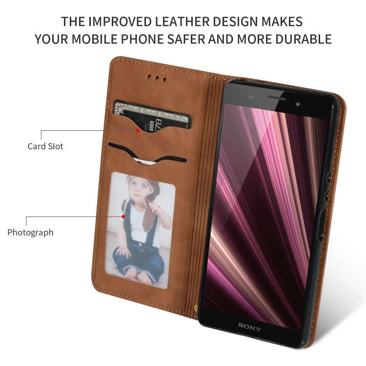 Retro Skin Feel Business Magnetic Horizontal Flip Leather Case for Sony Xperia XZ4 Compact(Brown)