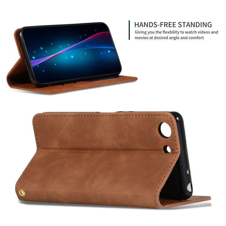 Retro Skin Feel Business Magnetic Horizontal Flip Leather Case for Sony Xperia XZ4 Compact(Brown)