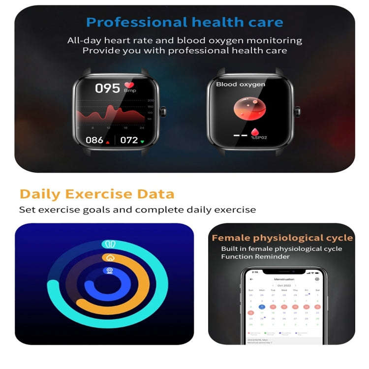 KT65 1.9 inch Color Screen Smart Watch,Support Heart Rate Monitoring/Blood Pressure Monitoring(Bl...